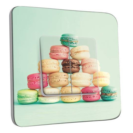 Interrupteur Décoré Double Va et Vient -  Macarons verts