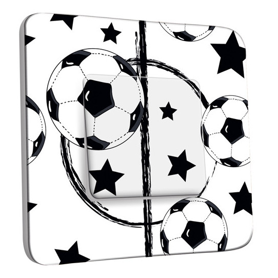 Interrupteur Décoré Simple - Foot Design Black&White Etoiles