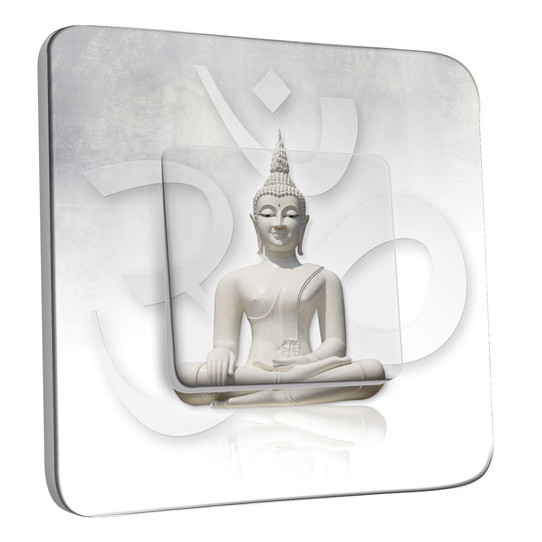 Interrupteur Décoré Simple Va et Vient - Bouddha Zen Blanc