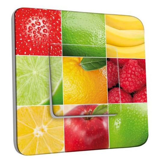 Interrupteur Décoré Simple Va et Vient - Carrés de Fruits Zoom