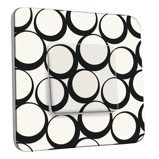 Interrupteur Décoré Simple Va et Vient - Design Ronds Black&White