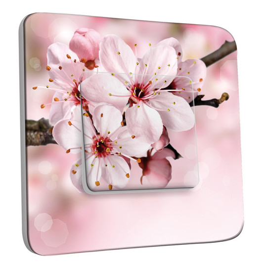 Interrupteur Décoré Simple Va et Vient - Fleur de cerisier Zoom