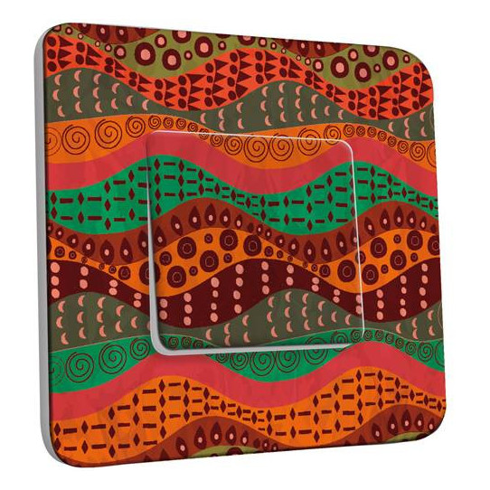 Interrupteur Décoré Simple Va et Vient - Motif Africain Mosaïque 1