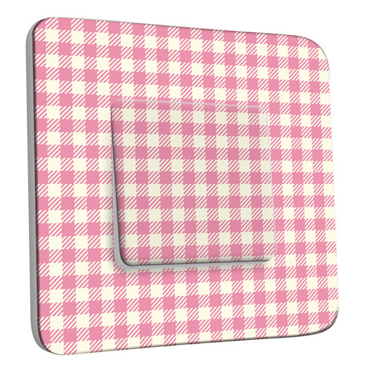 Interrupteur Décoré Simple Va et Vient -  Motif Carreaux Roses 3