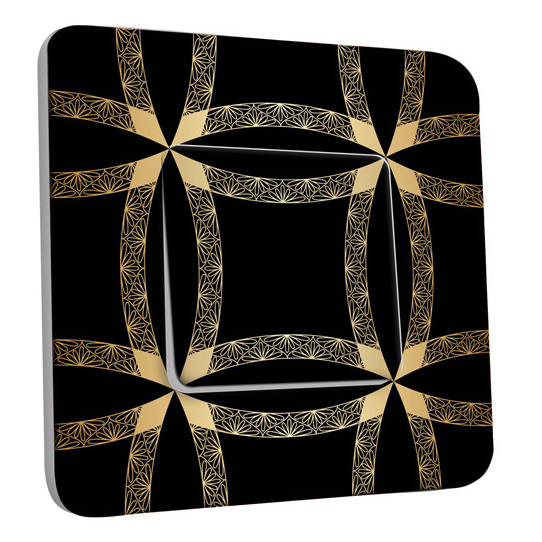 Interrupteur Décoré Simple Va et Vient - Motif Oriental Black&Gold 1