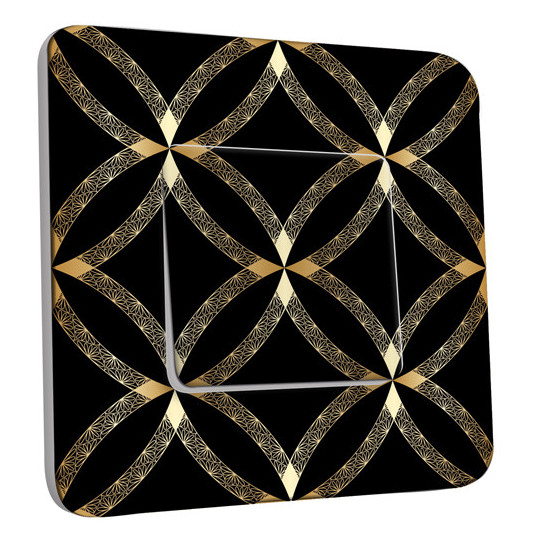 Interrupteur Décoré Simple Va et Vient - Motif Oriental Black&Gold