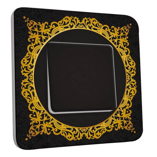 Interrupteur Décoré Simple Va et Vient - Motif Oriental Black&Gold 3