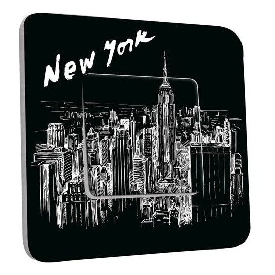 Interrupteur Décoré Simple Va et Vient - New York  Black&White 1