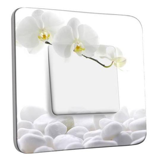 Interrupteur Décoré Simple Va et Vient - Orchidéés Blanches