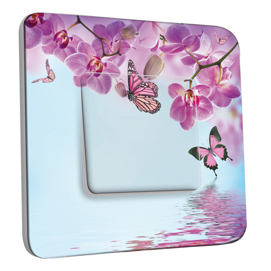 Interrupteur Décoré Simple Va et Vient - Papillon Orchidée 2