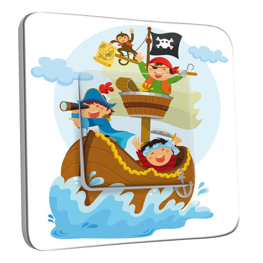 Interrupteur Décoré Simple Va et Vient - Pirates Enfant 1