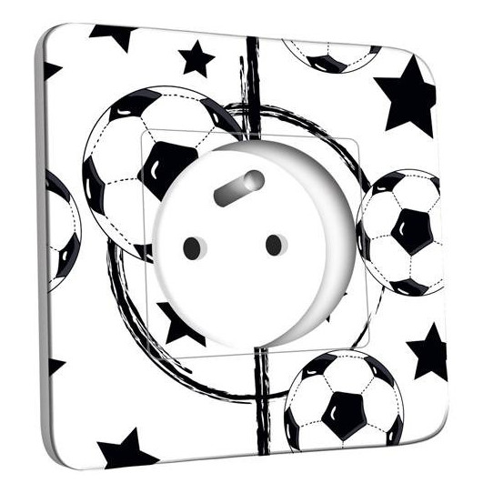 Prise décorée -  Foot Design Black&White Etoiles