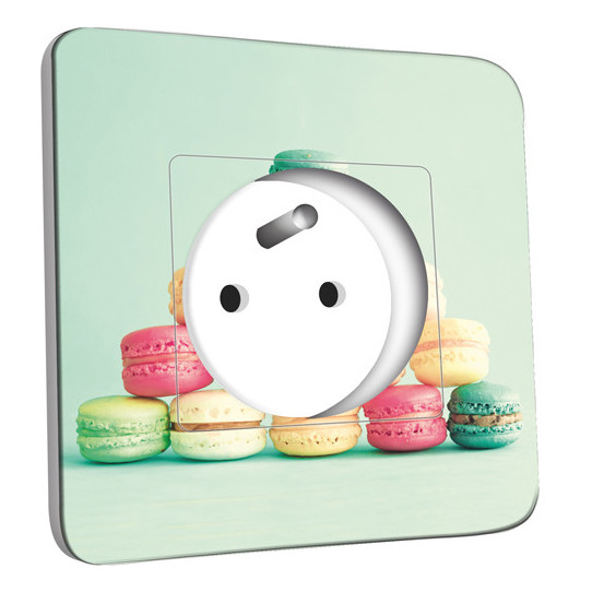 Prise décorée - Macarons vert 