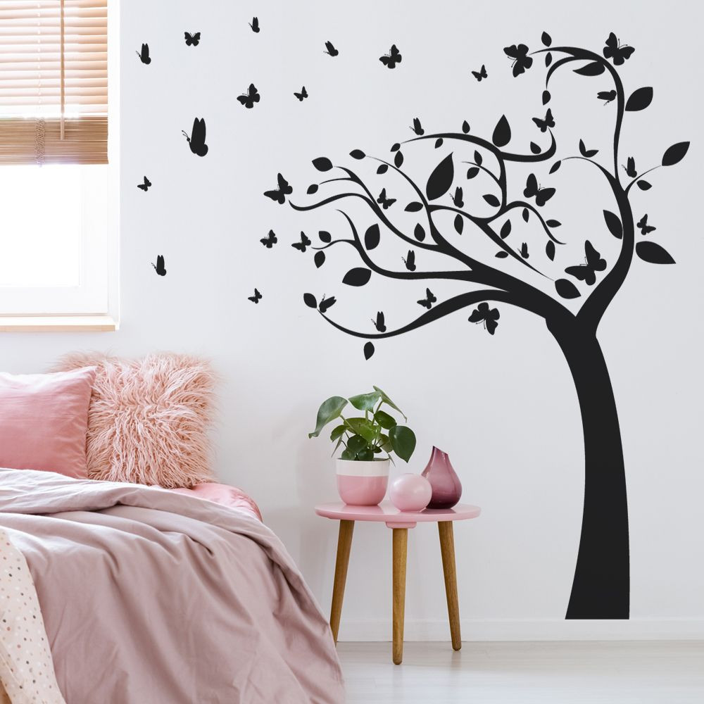 Sticker Arbre Coeurs et Papillons - Stickers Arbres