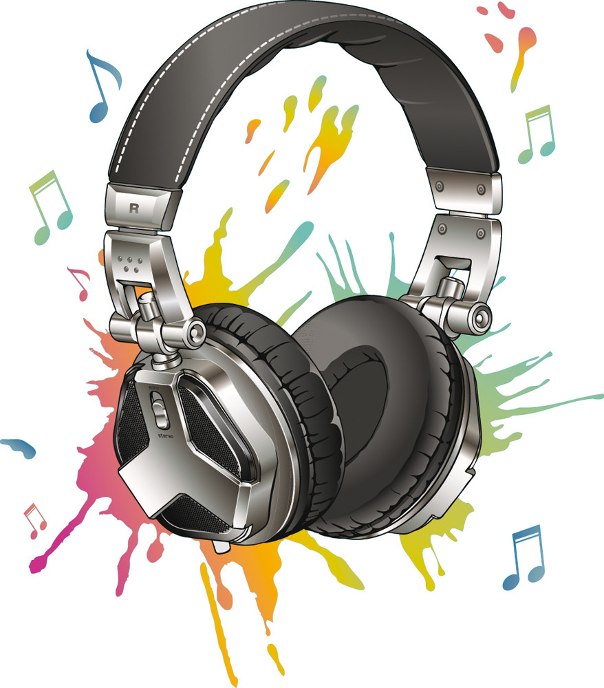 Stickers casque audio notes multicolore - Des prix 50% moins cher