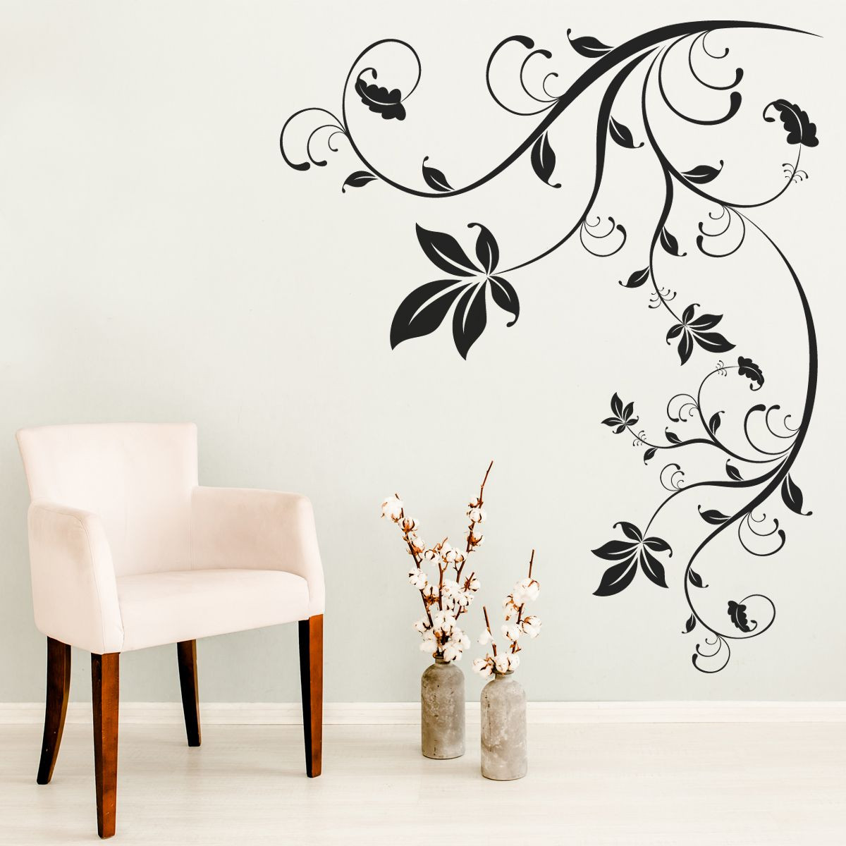 Sticker Fleurs noires 49 x 69 cm