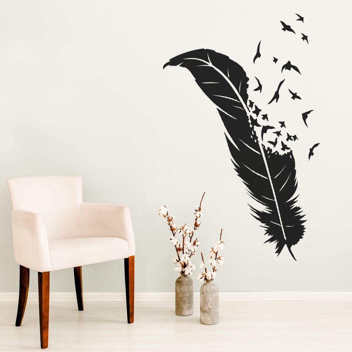 Stickers Papillon Plume - Autocollant muraux et deco