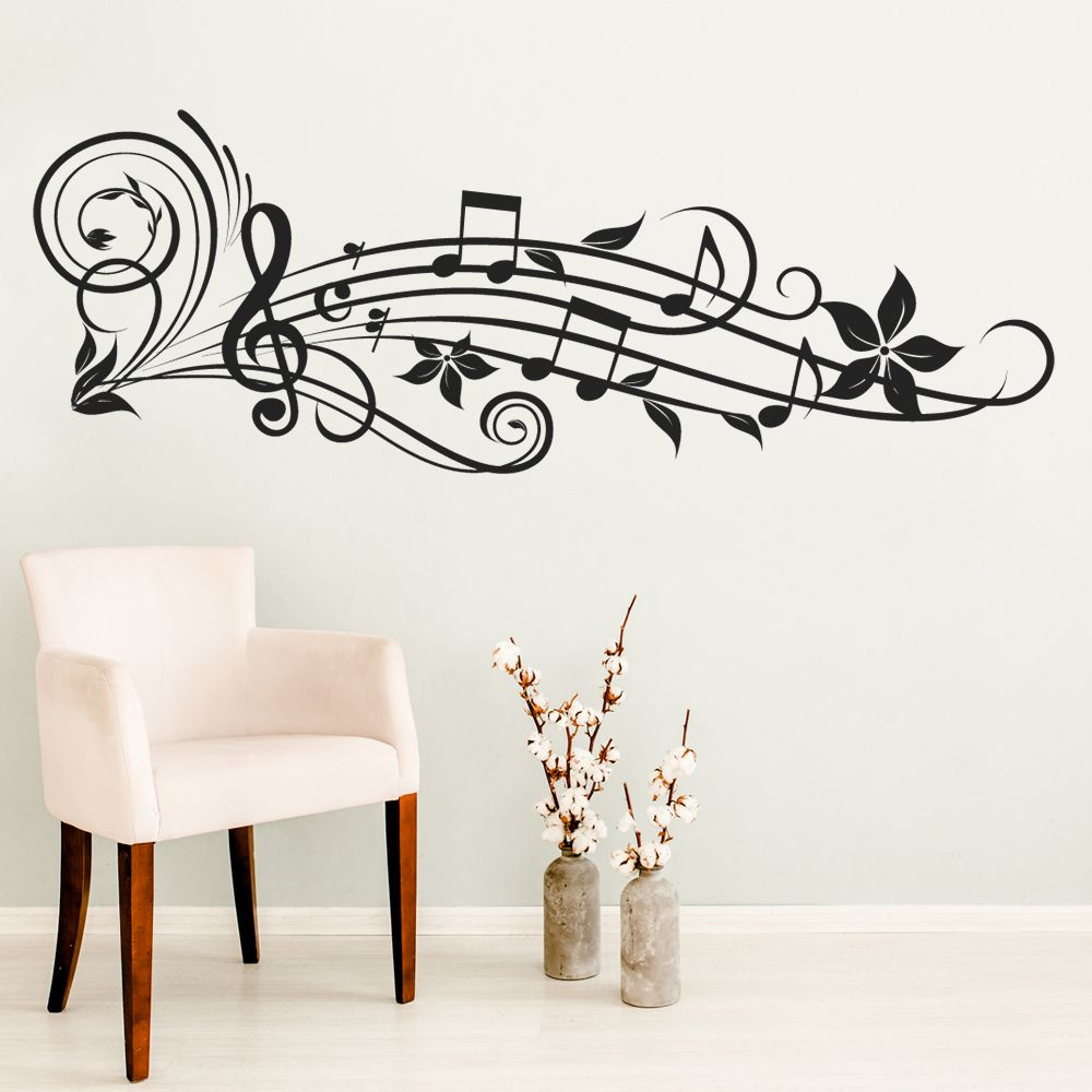 Stickers portee musicale arabesques - Stickers Malin