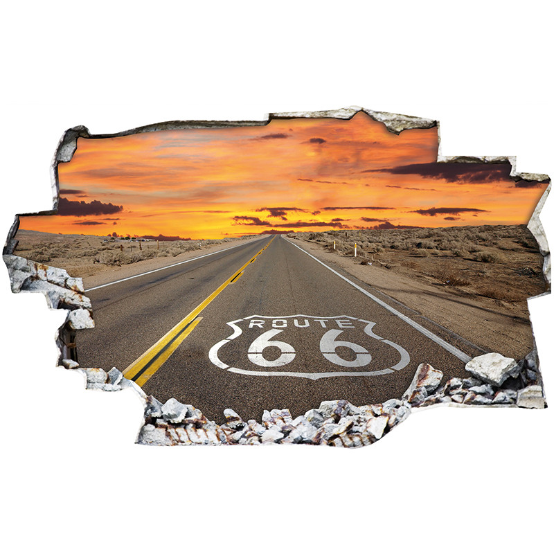 Stickers Trompe l�oeil 3D Route 66 2 Des prix 50